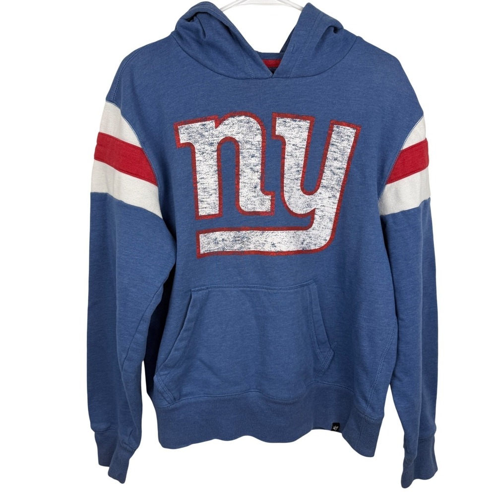 47 Brand New York Giants‎ Hoodie Men Medium Blue NY Logo NFL Pullover Football